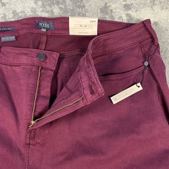 NWT NYDJ Marilyn Straight Purple Maroon Cabernet Jeans Lift Tuck Plus Sz 24W - Picture 9 of 9